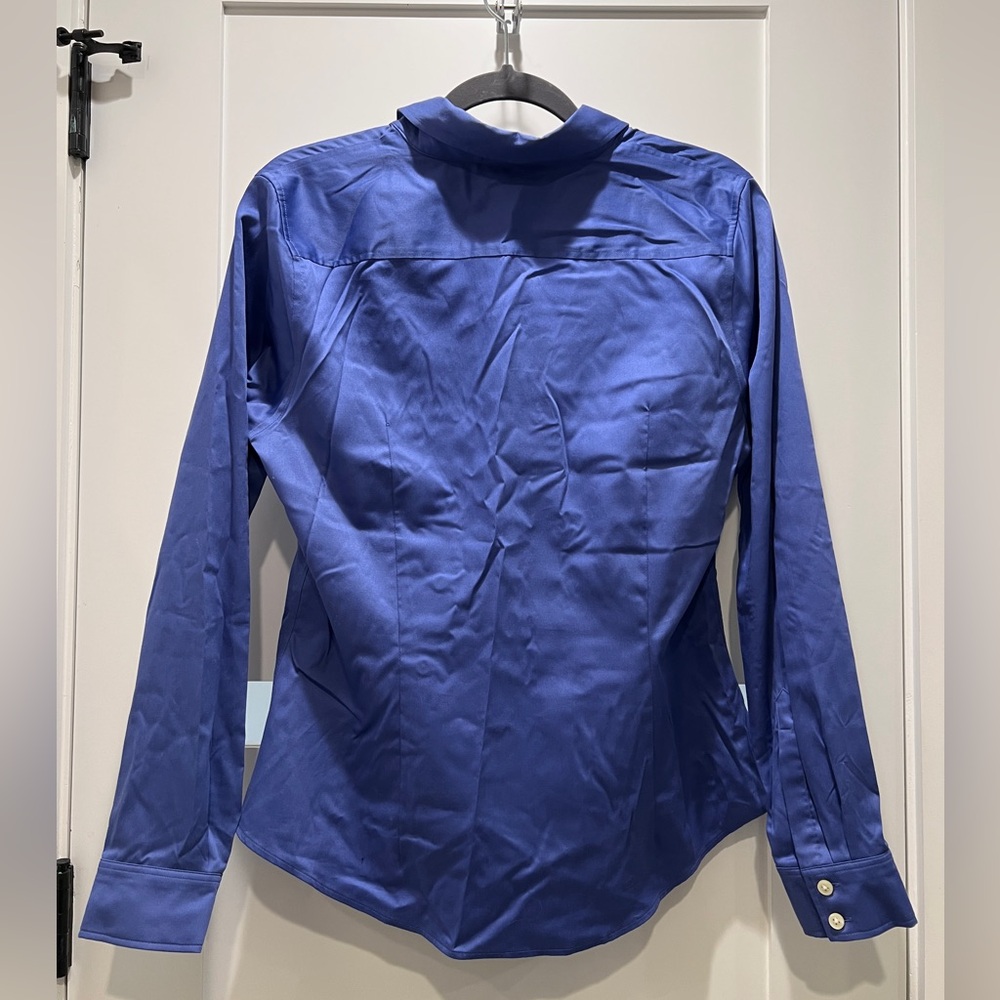 Banana Republic Non-Iron Fitted Shirt Dark Periwinkle Blue 12P - Picture 2 of 7